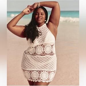 Hollister Crochet-Style Halter Cover Up Mini Dress Size Medium NWT